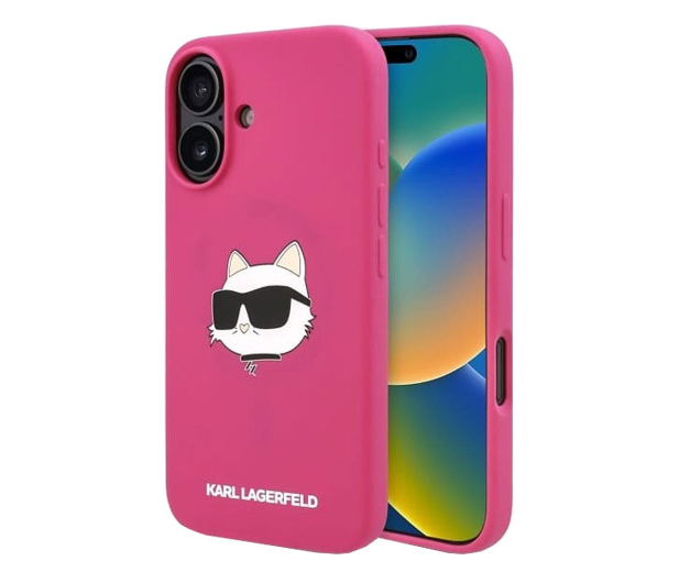 Karl Lagerfeld Silicone Choupette Head Print do iPhone 16 fuksja - 1278264 - zdjęcie